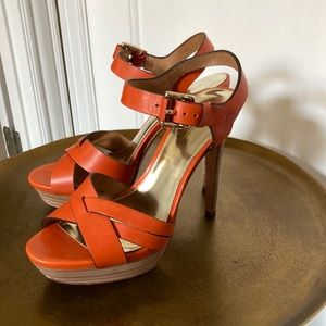 Coach Orange Heeled Sandals - size 7.
